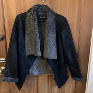 Karen Kane Faux Fur Lined Coat Jacket Size XS MADE IN USA Soft Lined Black